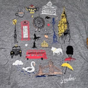 J Crew London T-Shirt Medium Heathered Gray Collector Tee City Ladies Sz M NWOT